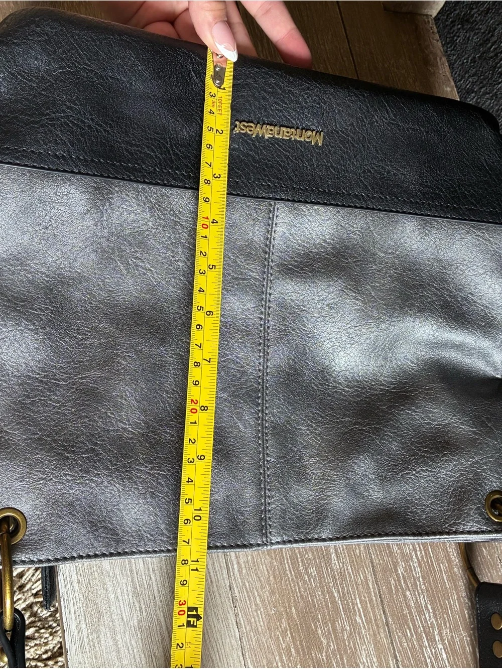 Montana West Gray and Black Shoulder Bag with Gold Accents